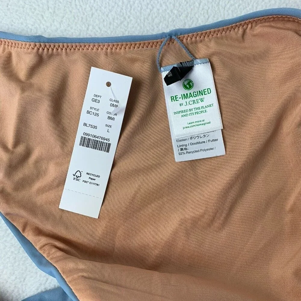 J. Crew Womens Bikini Bottom Large Baby Blue Curved High Waist Cheeky Swim NWT